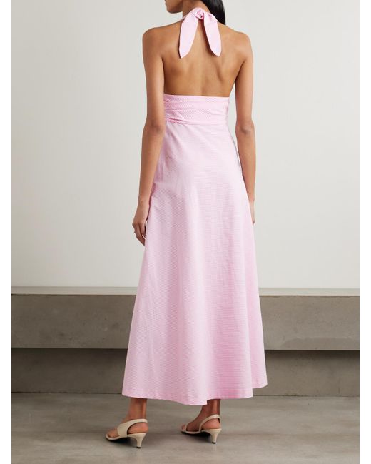 Robe Longue Dos Nu En Coton À Rayures Marilyn BERNADETTE en coloris Pink
