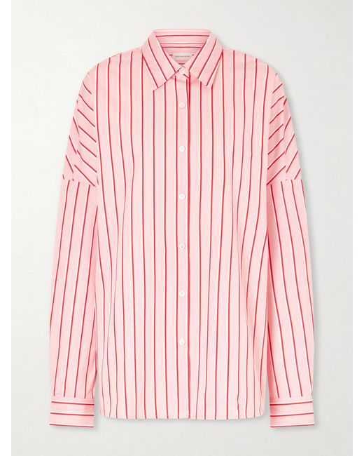 Dries Van Noten Pink Casia Striped Cotton-Poplin Shirt