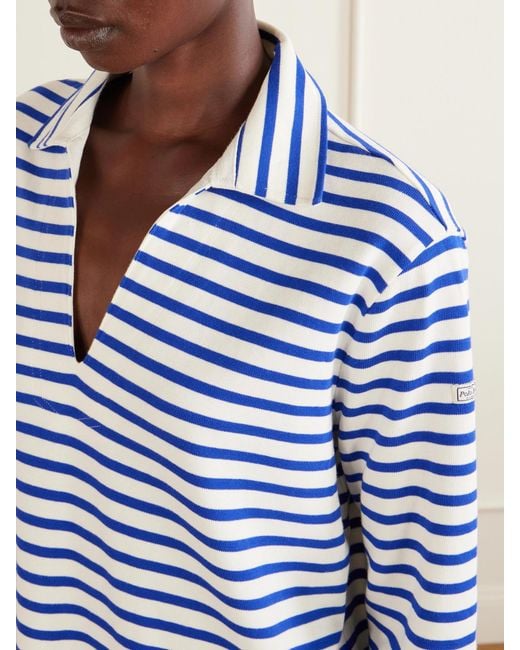 Polo Ralph Lauren Blue Striped Cotton-Jersey Mini Dress
