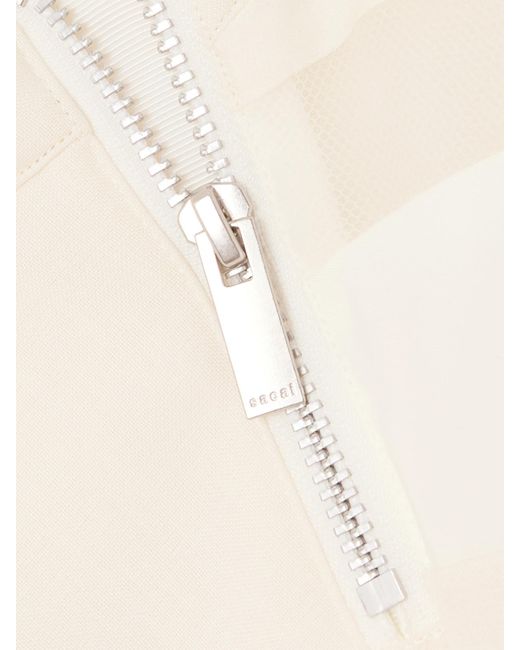 Sacai Natural Layered Canvas And Chiffon T-Shirt