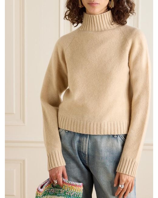 The Elder Statesman Natural Cashmere Turtleneck Sweater