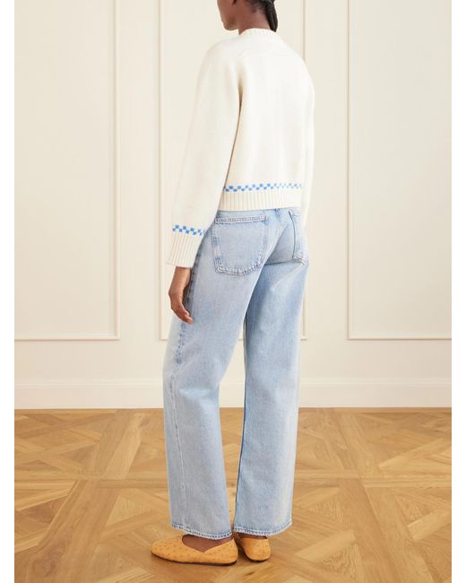 Calle Del Mar Blue Embroidered Cashmere Cardigan