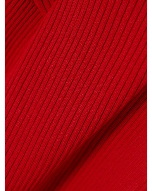 Magda Butrym Red Ribbed-Knit Turtleneck Bodysuit