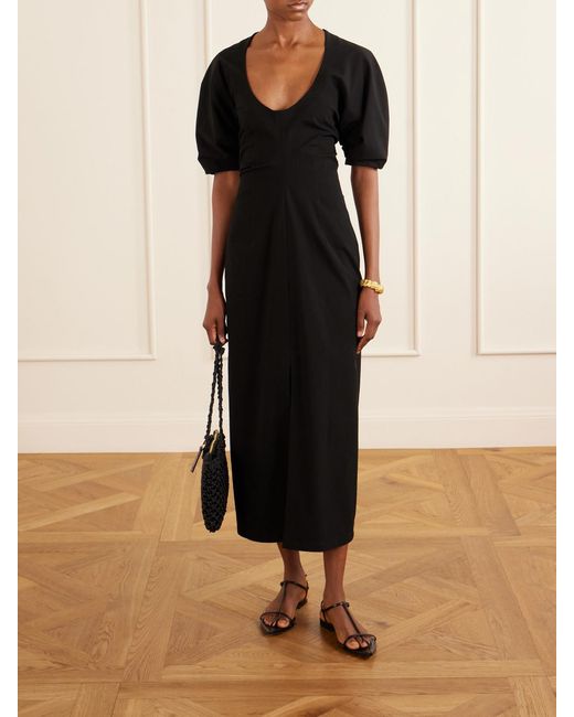 Proenza Schouler Black Clarissa Cotton-Blend Jersey Midi Dress