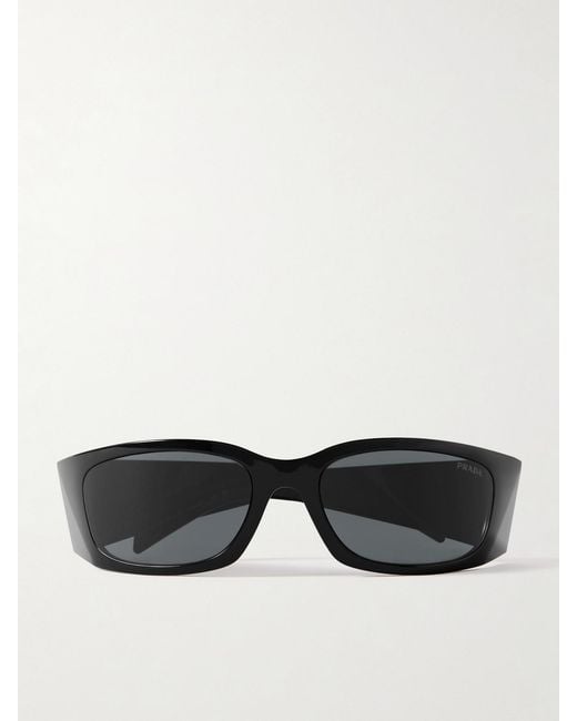 Prada Black Rectangular-Frame Acetate Sunglasses