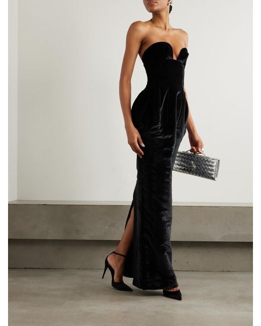 Monot Black Trägerlose Robe Aus Samt