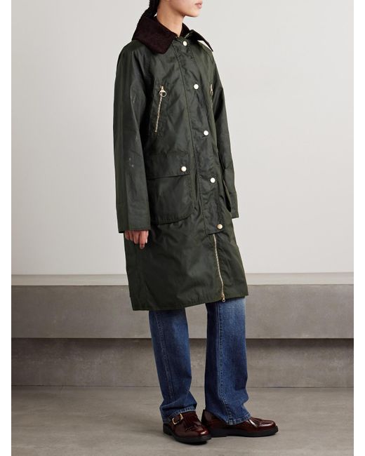 Barbour Black Ebberston Cotton-Corduroy Trimmed Waxed-Cotton Jacket