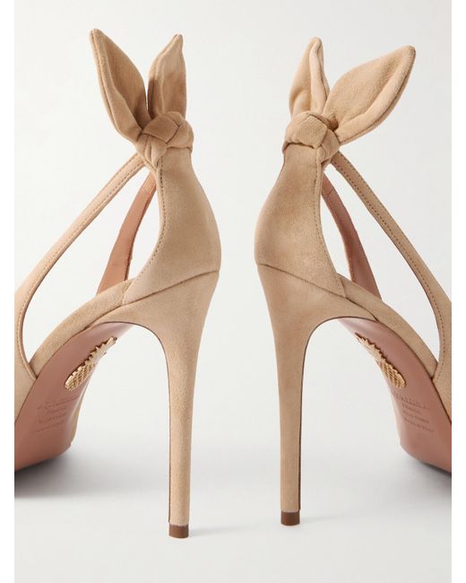 Aquazzura Natural Bow Tie 85 Suede Pumps
