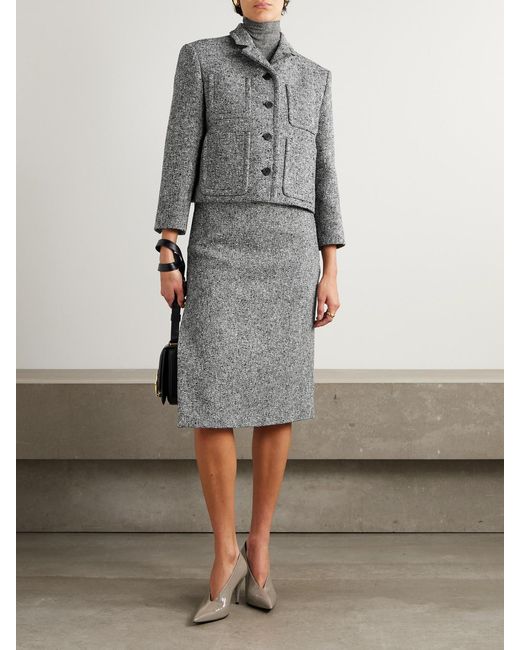 Gucci Gray Cotton-Blend Tweed Jacket