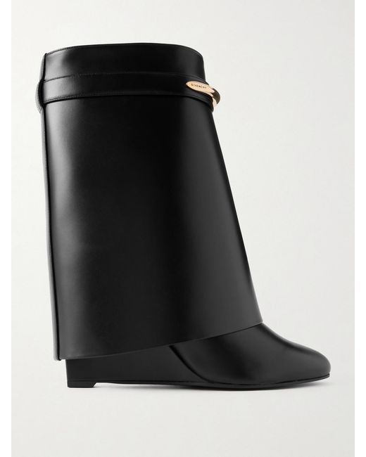 Givenchy Black Shark Embellished Leather Ankle Boots