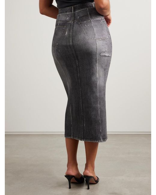 Acne Gray Printed Cotton-Blend Jersey Midi Skirt