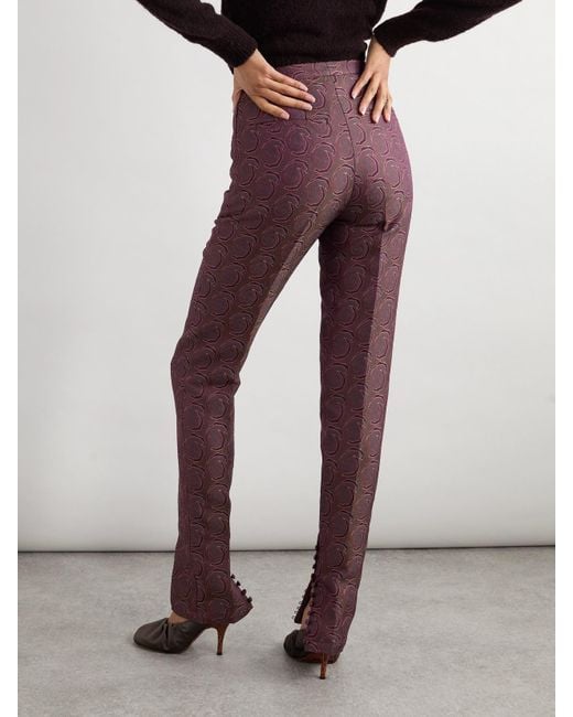 Dries Van Noten Purple Jacquard Skinny Pants