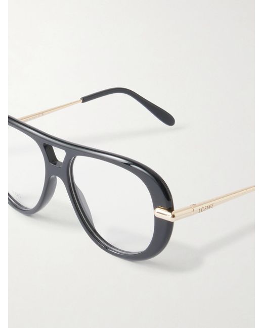 Loewe Black Slim Aviator-Style Acetate Sunglasses
