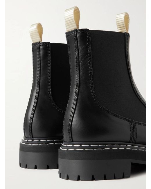Proenza Schouler Black Topstitched Leather Chelsea Boots