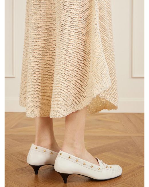 Khaite Natural Inaya Crocheted Cotton And Silk-Blend Midi Skirt
