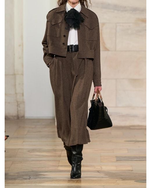 Ralph Lauren Brown Maddison Cropped Wool Jacket