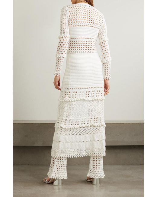retroféte Alaia Iridescent Crochet-knit Cardigan in White