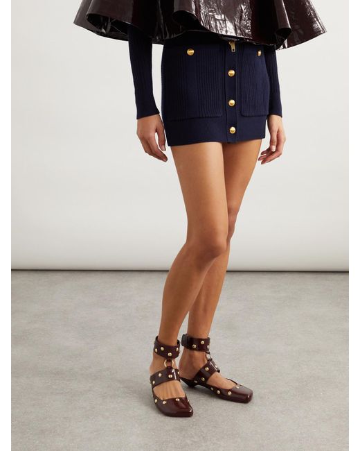 Chloé Red Jade Studded Leather Pumps