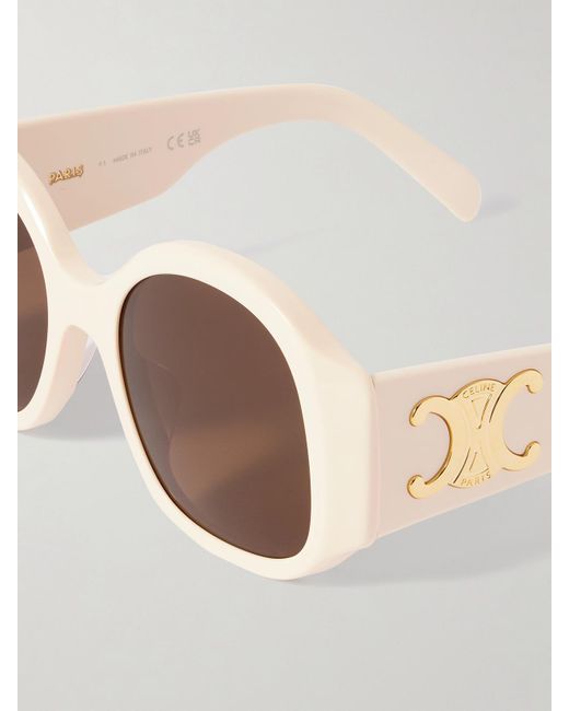 Céline Natural Maxi Triomphe Round-Frame Acetate Sunglasses