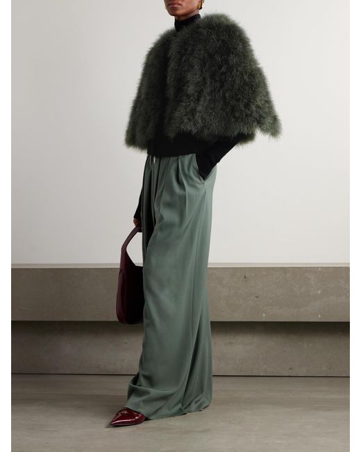 Yves Salomon Black Cropped Feather Jacket