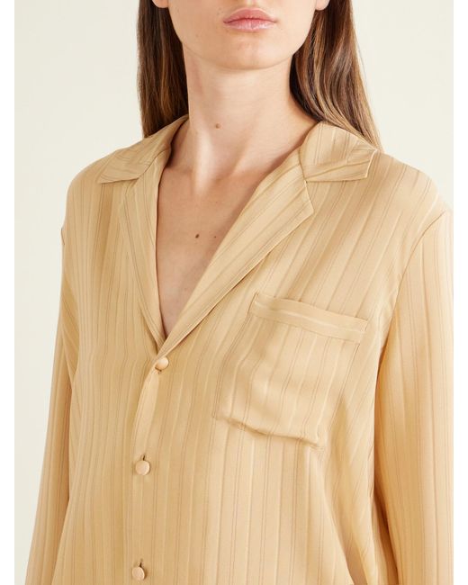 Saint Laurent Natural Striped Silk-Jacquard Shirt