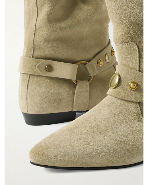 Isabel Marant Natural Stania Studded Suede Ankle Boots