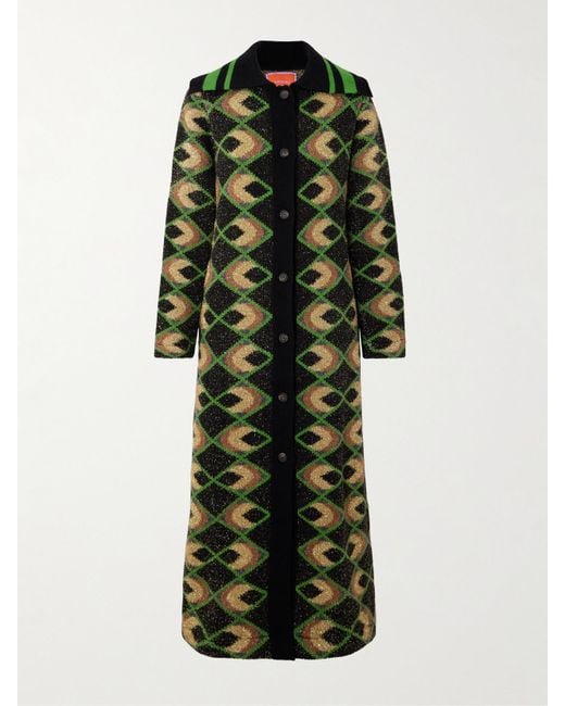 LaDoubleJ Green Metallic Jacquard-Knit Coat