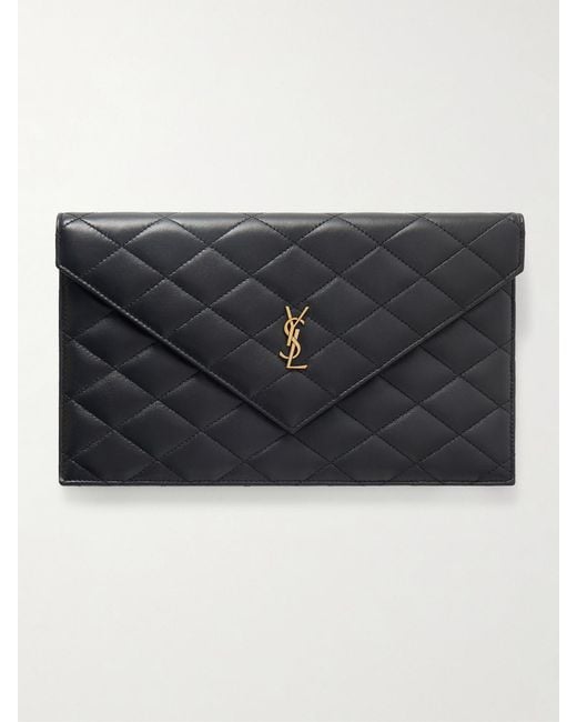 Saint Laurent Black Paris Matelassé Leather Pouch