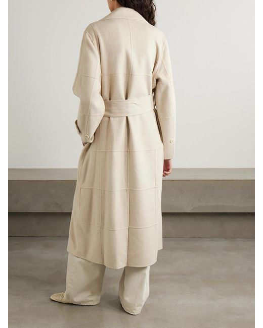 Joseph Natural Merton Belted Paneled Double-Breasted Wool And Silk-Blend Coat