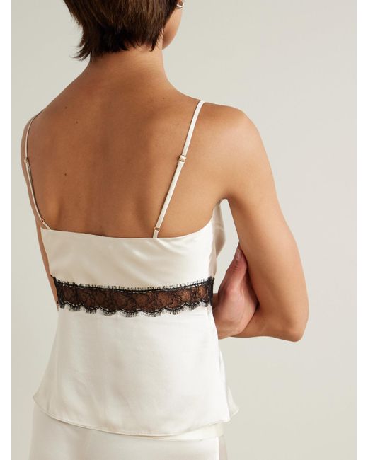 Kiki de Montparnasse Natural Lace-Trimmed Silk-Charmeuse Camisole