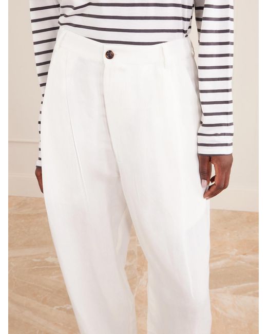 Jamie Haller White Tapered Linen-Blend Pants
