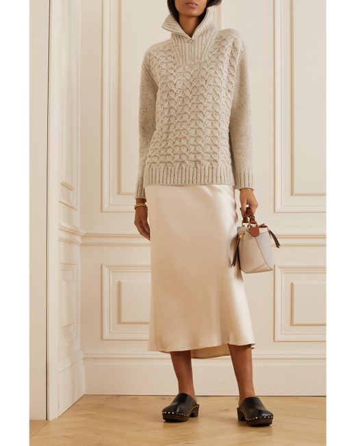 Loro Piana Natural Cable-Knit Baby Cashmere Half-Zip Sweater