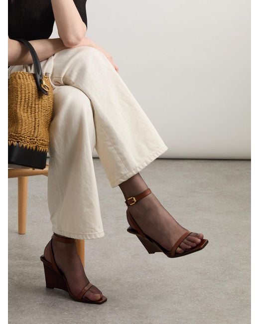 Saint Laurent Brown May Wedges Aus Leder