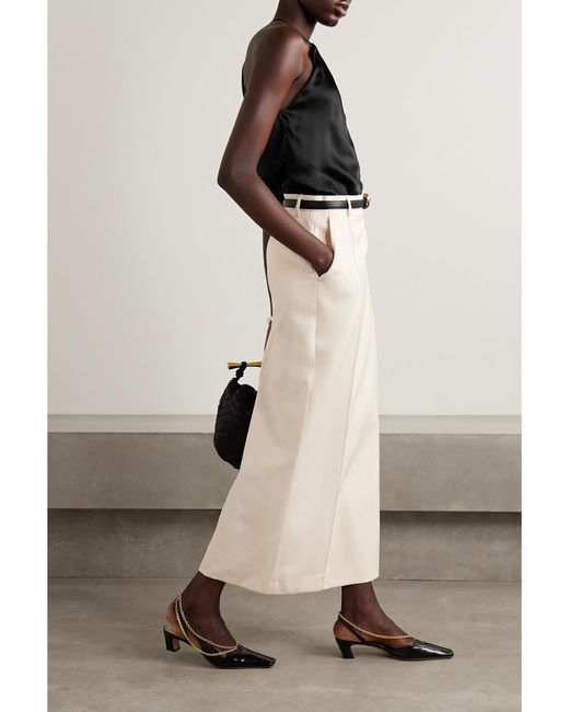 Nili Lotan Black Edwige Gathered Silk-Satin Halterneck Top