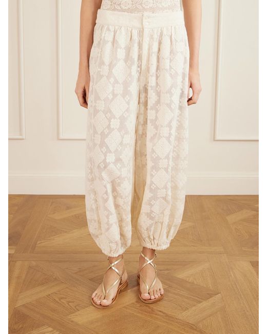 Alix Of Bohemia Natural Margot Tetris Cotton-Lace Tapered Pants
