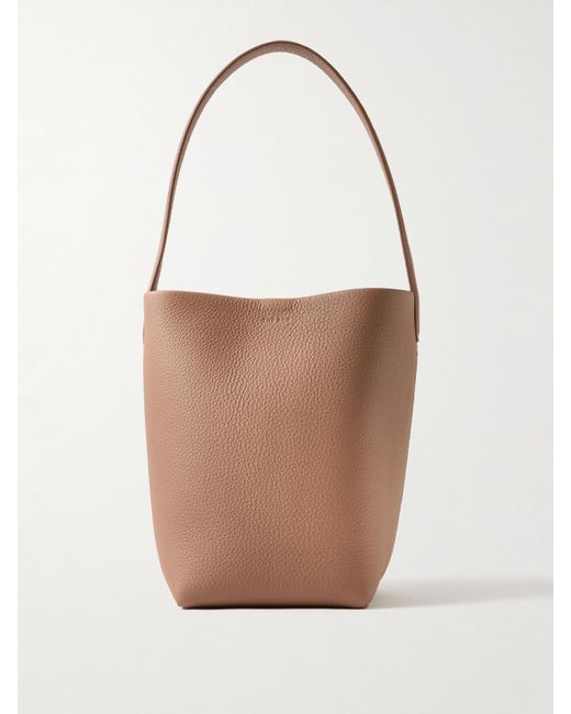 The Row White N/S Park Small Textured-Leather Tote