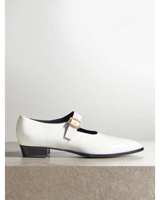 Bally White Gerwin Glossed-Leather Mary Jane Flats