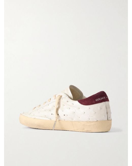 Golden Goose Deluxe Brand Natural Super-Star Distressed Ostrich And Suede Sneakers