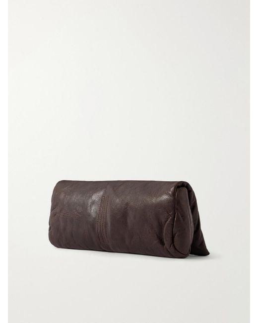 Rick Owens Brown Crinkled-Leather Clutch