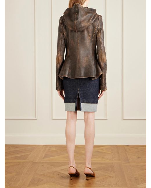 Khaite Green June Hooded Leather Jacket
