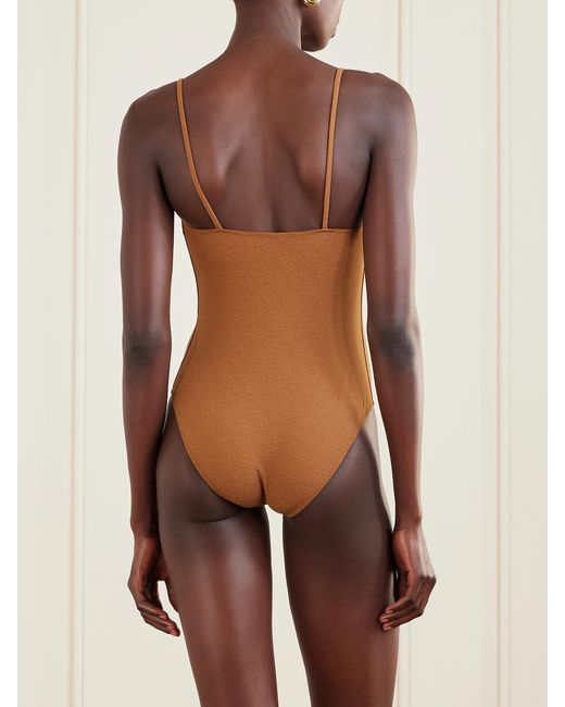 Lisa Marie Fernandez Brown Tie-Front Cutout Swimsuit
