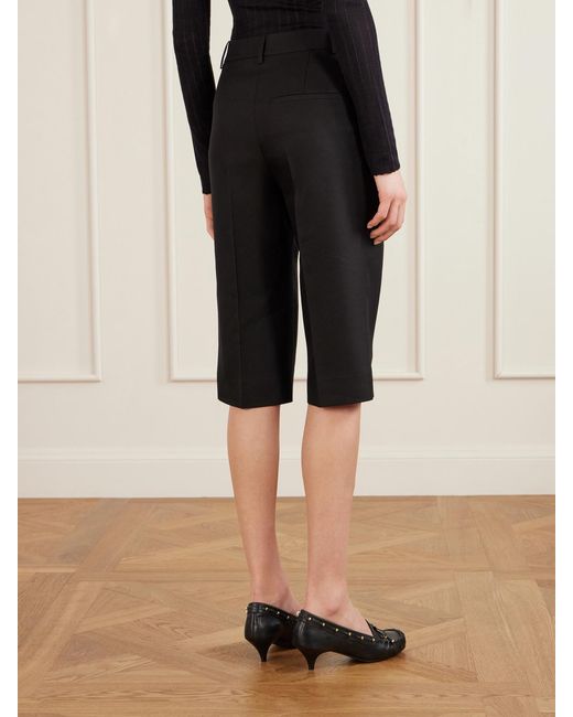 Khaite Black Raelle Wool And Silk-Blend Straight-Leg Shorts