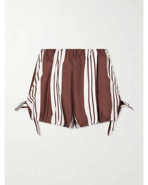 Posse Red Rosie Knotted Striped Cotton-Poplin Shorts