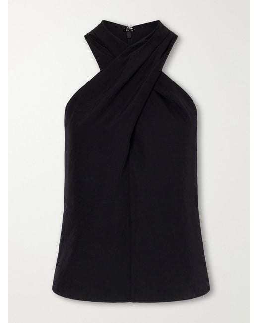 Theory Blue Crepe Halterneck Top