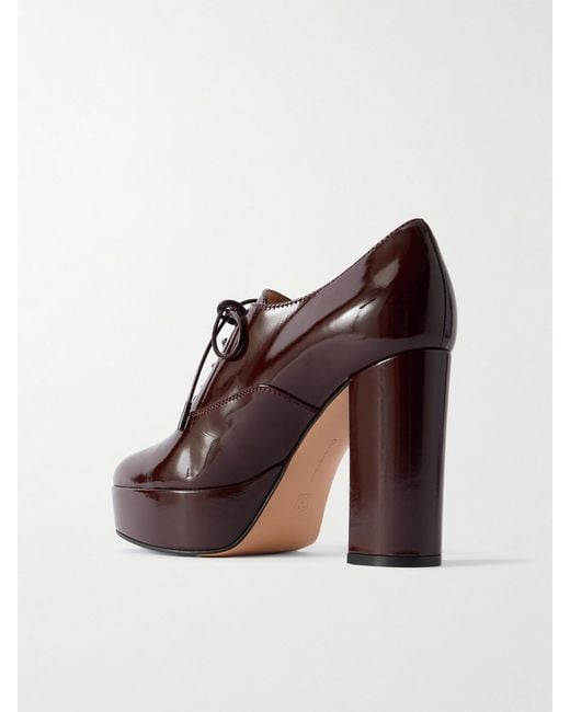 Gianvito Rossi Brown 70 Patent-Leather Platform Oxford Pumps