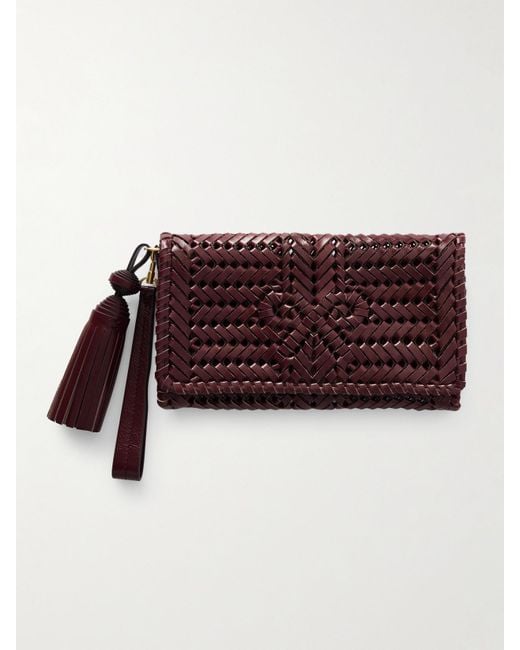 Anya Hindmarch Purple Neeson Clutch Aus Geflochtenem Leder Mit Troddel
