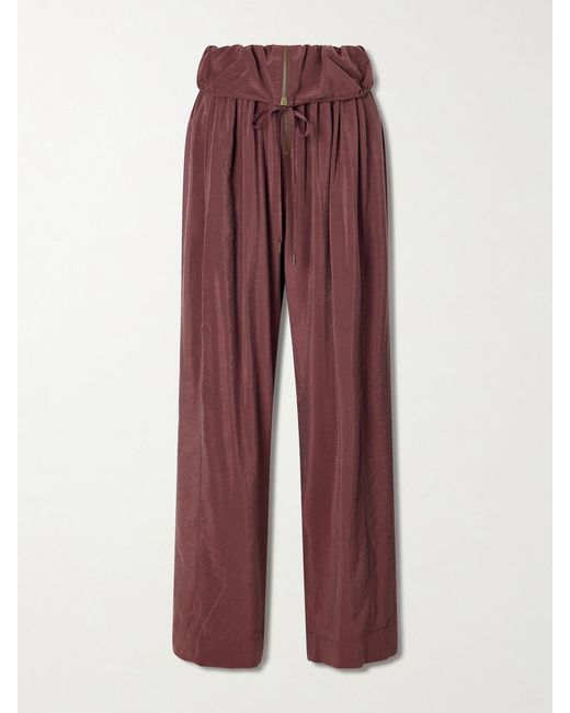 Chloé Red Silk-Blend Wide-Leg Pants