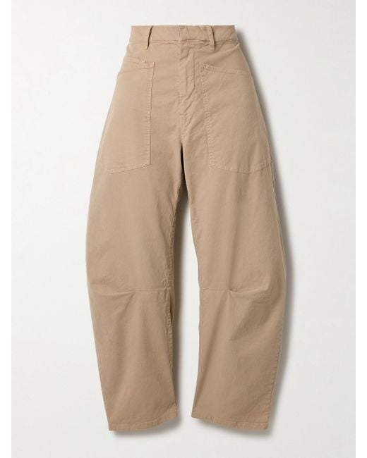 Nili Lotan Natural Shon Brushed Cotton-Blend Twill Tapered Pants