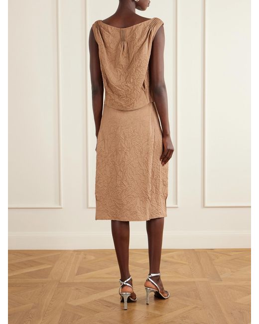 Tory Burch Natural Crinkled-Satin Blouse