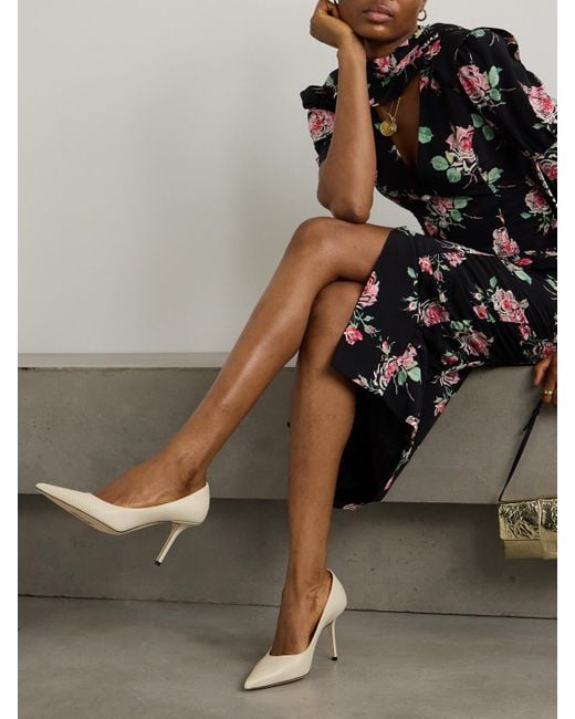 Jimmy Choo Natural Love 85 Lizard-Effect Leather Point-Toe Pumps